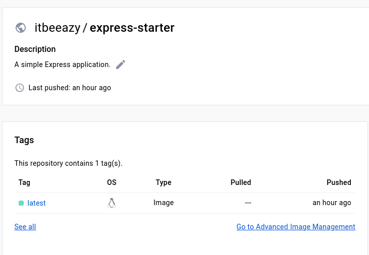 docker hub pushed image
